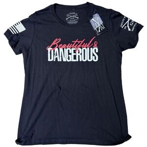 NWT Grunt Style Women's Juniors Black "Beautiful & Dangerous" T-shirt Size 2XL
